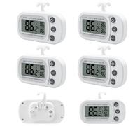 GOEDCH Thermomètre numérique pour réfrigérateur: lot de 6 thermomètres numériques pour congélateur avec aimant et crochet, avec écran LCD et fonction Max Min, étanche, idéal pour une utilisation