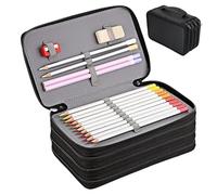 GOEDCH Trousse à crayons à 72 emplacements - Grande trousse à crayons à 4 compartiments avec fermeture éclair - Super grande capacité - Pour l'école, les étudiants, le travail, le bureau, les
