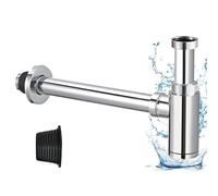 GOEDCH Tube de Siphon en Acier Inoxydable: Syphon Anti-Odeur avec Orifice de Nettoyage, Syphon Design 1 1/4, Siphon Universel pour Lavabo et Évier avec Instructions de Montage