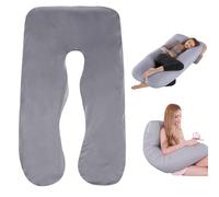 GOEDCH U Taie d'oreiller de grossesse : coussin de positionnement latéral en coton taie d'oreiller amovible, housse de rechange pour coussin d'allaitement adulte, housse de coussin en U, lavable en