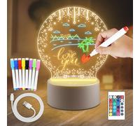 GOEDCH Veilleuse En Acrylique Cadeau: 16 Couleurs de Veilleuse avec Stylo Effaçable avec Base Lumineuse e Télécommande, Veilleuse Personnalisée pour Enfants, Décoration de Petite Amie