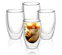 GOEDCH Verres à latte macchiato à double paroi : 4 pièces 450 ml Verres à café à double paroi en verre borosilicate, tasses à café isolées, tasses à café glacé cappuccino pour cappuccino, latte, thé