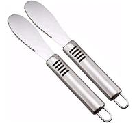 Goeielewe Lot de 2 spatules à beurre en acier inoxydable pour condiments, fromage, dessert, confiture, crème pour pains, sandwichs, 21 cm