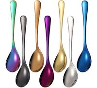 Goeielewe Lot de 7 cuillères à café multicolores en acier inoxydable pour café, crème glacée, sucre, dessert, gâteau, soupe, 15,2 cm