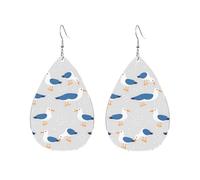 Goélands Bleus Et Blancs Pendantes Tendance Boucles D'Oreilles En Cuir Légères Boucles D'Oreilles Pour Quotidien Femme Fête Des Mères