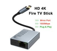 Goelely RJ45 1000Mbps carte réseau externe Micro Port 4K Fire TV Stick indicateur LED adaptateur Ethernet Plug & Play pour Smart TV - Type Micro Port 1000Mbps