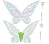 Goenb Lot de 2 paires d'ailes de fée pour adultes et enfants - Ailes de fée pour femme et adulte - Costume de carnaval - Pour carnaval, anniversaire, Halloween, Noël, jeux de rôle - Comic Con à thème