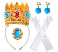 Goenb Princesse Peach Accessoires de Costume, Deguisement Princesse Accessoires avec Princesse Peach Couronne Princesse Boucles D'oreilles Gants Peach Dress Up pour Carnaval Halloween Birthday