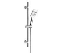 Görbach Barre de Douche INOX 70 cm avec Douchette à main 3 Jets, Colonne de Douche avec Curseur et Support de Douche Muraux Réglable pour Salle de bain sans Mitigeur, Rectangulaire Chromé