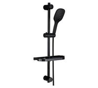 Görbach Barre de Douche Noir INOX 70 cm Colonne de Douche avec Porte-Savon Douche et Douchette 3 Jets, Support de Fixation Réglable,Mural Solide(HB1210MB)