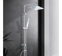 Görbach Colonne de Douche Complet Hydromassage Système Pluie Chromé Réglable en Hauteur avec Douchette à Main en INOX et Douche de Tête Pluie en Acier INOX 20x20cm.