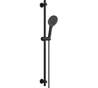 Görbach Colonne de Douche en Acier inoxydable avec Douchette à Main 3 Jets, Ensemble Barre de douche et Support de Pommeau de Douche et Tuyau pour Salle de Bain, 100cm Noir