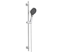 Görbach Colonne de Douche en Acier inoxydable avec Douchette à Main 3 Jets, Ensemble Barre de douche et Support de Pommeau de Douche et Tuyau pour Salle de Bain, 100cm Chromé