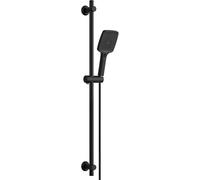 Görbach Colonne de Douche en Acier inoxydable avec Douchette à Main 3 Jets, Ensemble Barre de douche et Support de Pommeau de Douche et Tuyau pour Salle de Bain, 100cm Noir