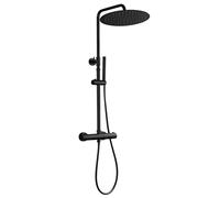 Görbach Colonne de Douche avec Robinet Mitigeur Thermostatique anti-brûlure 38℃ Colonne de Douche Noir Réglable en Hauteur, Inoxy 304 Douche Thermostatique Douchette, Pommeau Douche D30cm