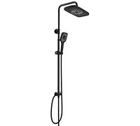 Görbach Colonne de Douche en Acier inoxydable sans Mitigeur, Ensemble de Douche Pluie Mural avec Douchette Salle de Bain et Pommeau Douche 30x19 cm Noir