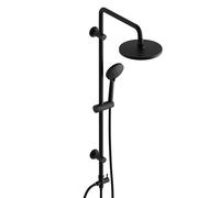 Görbach Colonne de Douche en Acier inoxydable sans Mitigeur, Ensemble de Douche Pluie Mural avec Douchette Salle de Bain et Pommeau Douche 20 cm Noir