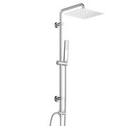 Görbach Colonne de Douche Complet Hydromassage Système Pluie Chromé Réglable en Hauteur avec Douchette à Main en INOX et Douche de Tête Pluie en Acier INOX 20x20cm.