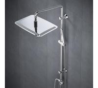 Görbach Colonne de Douche Mural avec Fixations Réglables Baignoire Set Kit de Douche sans Robinet avec Douchette et Pommeau de Douche Pluie Picots Anti-calcaire en INOX 35x25cm