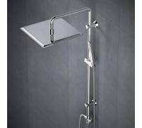 Görbach Colonne de Douche en Acier inoxydable sans Mitigeur, Ensemble de Douche Pluie Mural avec Douchette Salle de Bain et Pommeau Douche 30x30 cm Chromé