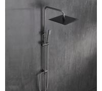 Görbach Colonne de Douche en Acier inoxydable sans Robinetterie, Barre de Douche Réglable en Hauteur pour Salle de Bain, Ensemble Douche avec Douchette et Pommeau de Pluie 25 x 25cm Gris canon brossé