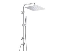 Görbach Colonne de Douche Pluie Réglable en Hauteur Ensemble de Douche Mécaniques Murales Réglables Système Pluie avec Douchette Effet Pluie en ABS et Douche de Tête en INOX 30x30cm