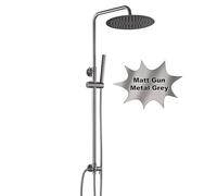 Görbach Colonne de Douche Hydromassage Acier inoxydable Système de Douche san Robinetterie, Ensemble de douche Pluie Réglable en Hauteur avec Douchette et Douche de Tête D30cm Gris gunmetal brossé