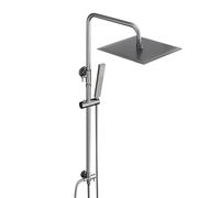 Görbach Colonne de Douche Hydromassage en Acier inoxydable sans Robinet, Système de Douche Pluie, Ensemble de Douche avec Barre de douche Réglable en Hauteur, Pommeau 30 x 30 cm Gris canon brossé