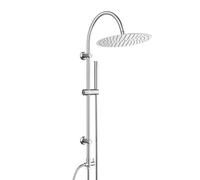 Görbach Colonne de Douche Hydromassage sans Robinetterie, Ensemble Douche Murale avec Douchette Douche Salle de Bain Pommeau de Douche pluie ronde XXL D30 cm, barre de douche forme de U, chromée