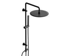 Görbach Colonne de Douche Hydromassage sans Robinetterie, Ensemble Douche Murale en Acier inoxydable avec Douchette Douche Salle de Bain Pommeau de Douche ronde XXL D30 cm, Noir