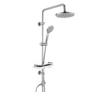 Görbach Colonne de Douche Inox Designe Douchette Douche Salle de Bain Réglable Hauteur Ensemble Douche Murale Solide avec Étagère Douche Set kit de Douche sans Robinet avec Pommeau de Pluie