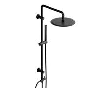 Görbach Colonne de Douche Inox Ensemble Douche Murale Réglable avec Douchette Douche Salle de Bain, Set de Douche sans Robinet avec Pommeau de Pluie D20cm, Noir