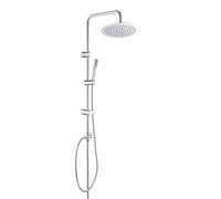 Görbach Colonne de Douche Mecanique en Acier inoxydable Ensemble de Douche Mural Robuste sans Mitigeur pour Baignoire, avec Pommeau de Pluie et Douchette D20cm