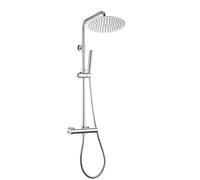 Görbach Colonne de Douche Murale avec Mitigeur pour Baignoire Fixations Réglables Colonne de Douche Hydromassante avec Robinetterie et Pommeau Douche Picots Anti-Calcaire D25cm