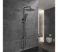 Görbach Colonne de Douche Noir sans Robinetterie Ensemble Douche Murale Réglable Hauteur pour Salle de Bain avec Douchette et Pommeau Pluie Carrée 30 * 30cm