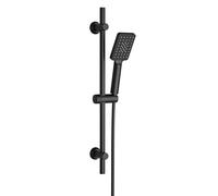 Görbach Colonne de douche réglable avec douchette, tuyau et support, compatible avec les trous de perçage existants, barre de douche en acier inoxydable 70cm Noir