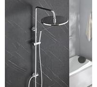 Görbach Colonne de douche sans mitigeur, set de douche à effet pluie avec douchette et barre de douche réglable en hauteur 74-114 cm, pommeau de douche XL D25 cm chromé