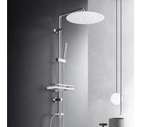 Görbach Colonne de Douche Hydromassage avec Haute Pression Réglable en Hauteur Système de Pluie Ensemble Douche pour Baigoire avec Étagère et Pommeau Douche D30cm.