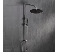 Görbach Ensemble de Douche en Acier inoxydable sans Robinet, Système de Douche Pluie Hydromassage avec Barre de douche Réglable en Hauteur, Douche de tête D20 cm Gris gunmetal brossé