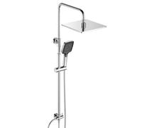 Görbache Colonne de douche effet pluie en acier inoxydable sans robinetterie, barre de douche réglable de 74 à 114 cm, tête supérieure extra-épaisse 20 x 20 cm antirouille, chromée