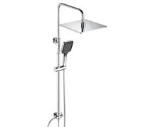 JOHO Système de douche en acier inoxydable sans robinet, kit de douche à effet pluie, économe en eau, avec pommeau de douche, 25 x 25 cm, chromé