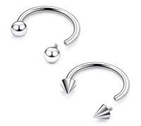 Goerhsjie F136 Piercing septum chirurgical en titane 16 g pour lèvre et nez en fer à cheval Calibre 16 6 mm Boucles d'oreilles Daith Bijoux filetés à l'intérieur pour homme et femme
