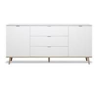 GÖTEBORG Buffet bas - Style scandinave - Décor chêne et blanc - L 180 cm