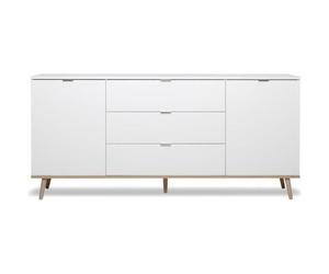 GÖTEBORG Buffet bas - Style scandinave - Décor chêne et blanc - L 180 cm