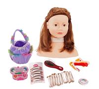 Götz 1192053 postiche aux Cheveux Bruns et aux Yeux Marrons - tête de Coiffure et de Maquillage de 28 cm de Haut en Set de 57 pièces - Convient aux Filles à partir de 3 Ans