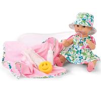 Götz 1953139 Sleepy Aquini Girl Doll - Blooms - Poupée de Bain de 33 cm de Haut avec des Yeux endormis Bleus, sans Cheveux dans Un Ensemble de 12 pièces