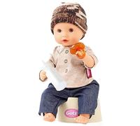 Götz 2154116 Sleepy Aquini Boy poupée 33 cm poupée de Bain 7 pièces | dès 18 mois, poupée bébé, sans cheveux, corps dur, yeux bruns dormeurs, fonction boire et faire pipi, avec tétine
