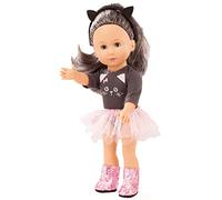 Götz 2213039 Just Like me Poupée Alice le chat - Poupée sur pied de 27 cm avec longs cheveux méchés en noir et argent, yeux bleus endormis dans un ensemble de 6 pièces