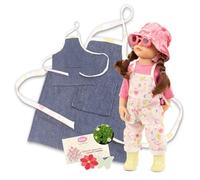 Götz 2359007 Hannah bei der Gartenarbeit - Garden Lookalike - Poupée sur pied de 50 cm - Cheveux bruns et yeux marron - Ensemble de 12 pièces