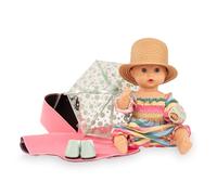 Götz 2653166 Sleepy Aquini Girl Every Season poupée 33 cm Bain 8 pièces | dès 3 ans, poupée bébé, sans cheveux, corps dur, yeux bleus dormeurs, fonction boire et faire pipi, cape de pluie